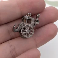 Vintage Silver Carriage Charm Pendant Moves - Image 7