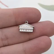 Vintage Silver House Chalet Charm Pendant - Image 2