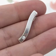 Vintage Sterling Silver CZ Wave Minimalist Modern Pendant - Image 7