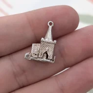 Vintage Silver Church Opening Charm Couple Wedding Pendant - Image 3