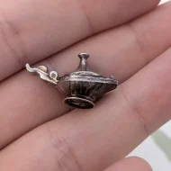 Vintage Silver Aladdin Wish Lamp Charm Genie Pendant Opens - Image 7