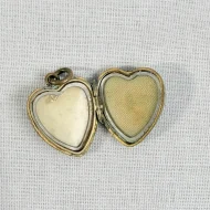 Antique Brass Engraved Heart Photo Locket Pendant - 3