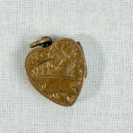 Antique Brass Engraved Heart Photo Locket Pendant - 4
