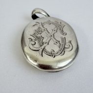 Antique Sterling Silver Monogrammed Oval Photo Locket Pendant - 4