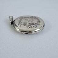 Antique Sterling Silver Monogrammed Oval Photo Locket Pendant - 5