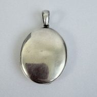 Antique Sterling Silver Monogrammed Oval Photo Locket Pendant - 8