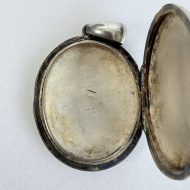 Antique Sterling Silver Monogrammed Oval Photo Locket Pendant - 9