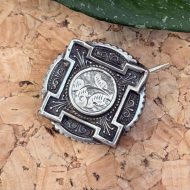 Antique Victorian Domed Sterling Silver Brooch Etruscan Revival