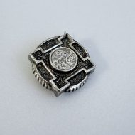 Antique Victorian Domed Sterling Silver Brooch Etruscan Revival - 4