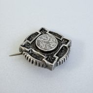 Antique Victorian Domed Sterling Silver Brooch Etruscan Revival - 5