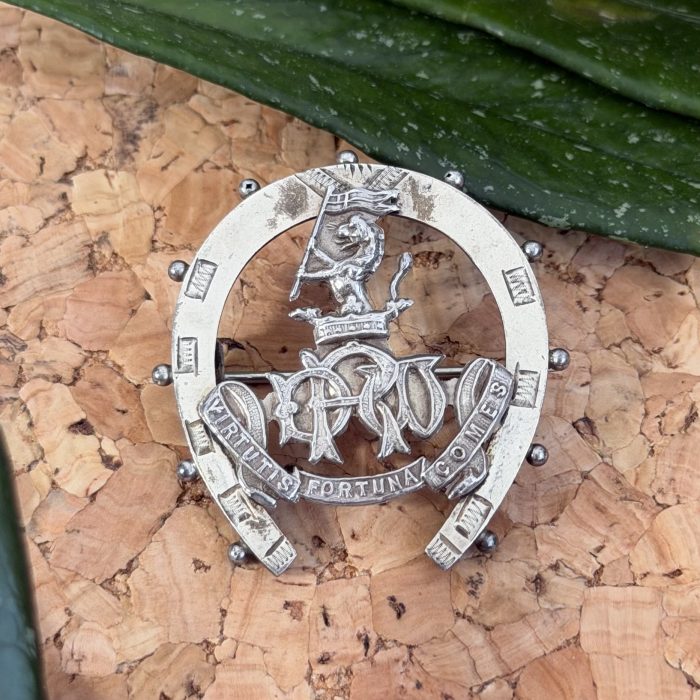 Antique Duke of Wellington Sterling Silver Brooch Virtutis Fortuna Comes Horseshoe Badge