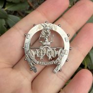 Antique Duke of Wellington Sterling Silver Brooch Virtutis Fortuna Comes Horseshoe Badge - 10