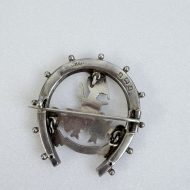 Antique Duke of Wellington Sterling Silver Brooch Virtutis Fortuna Comes Horseshoe Badge - 6