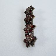 Antique Victorian Gilt Garnet Flower Bar Brooch - 12