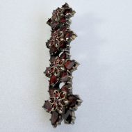 Antique Victorian Gilt Garnet Flower Bar Brooch - 13