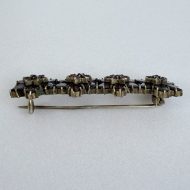 Antique Victorian Gilt Garnet Flower Bar Brooch - 5