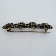 Antique Victorian Gilt Garnet Flower Bar Brooch - 6
