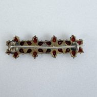 Antique Victorian Gilt Garnet Flower Bar Brooch - 7