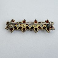 Antique Victorian Gilt Garnet Flower Bar Brooch - 8