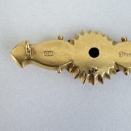 Antique 15ct Gold Diamond Sapphire Etruscan Revival Bar Brooch Chester Hallmarked - 12