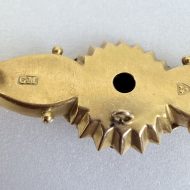 Antique 15ct Gold Diamond Sapphire Etruscan Revival Bar Brooch Chester Hallmarked - 13