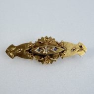 Antique 15ct Gold Diamond Sapphire Etruscan Revival Bar Brooch Chester Hallmarked - 2