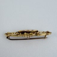Antique 15ct Gold Diamond Sapphire Etruscan Revival Bar Brooch Chester Hallmarked - 6
