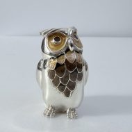Saturno Sterling Silver Enamel Owl Figurine Hallmarked - 2