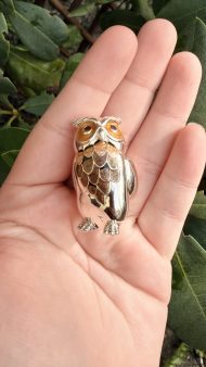 Saturno Sterling Silver Enamel Owl Figurine Hallmarked - 7