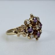 Vintage 9ct Gold Ruby Diamond Ornate Fancy Cluster Ring - 10