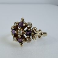 Vintage 9ct Gold Ruby Diamond Ornate Fancy Cluster Ring - 11