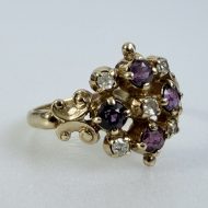 Vintage 9ct Gold Ruby Diamond Ornate Fancy Cluster Ring - 13