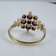 Vintage 9ct Gold Ruby Diamond Ornate Fancy Cluster Ring - 16