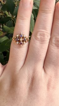 Vintage 9ct Gold Ruby Diamond Ornate Fancy Cluster Ring - 21