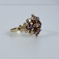 Vintage 9ct Gold Ruby Diamond Ornate Fancy Cluster Ring - 5