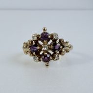 Vintage 9ct Gold Ruby Diamond Ornate Fancy Cluster Ring - 8