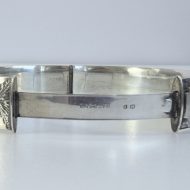 Vintage Sterling Silver Floral Etched Hinged Bangle Hallmarked - 8