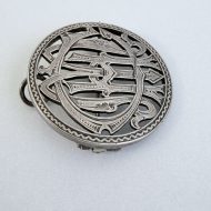 Antique Victorian Monogrammed Silver Round Puzzle Pendant Brooch - 3