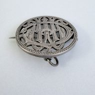 Antique Victorian Monogrammed Silver Round Puzzle Pendant Brooch - 5