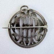 Antique Victorian Monogrammed Silver Round Puzzle Pendant Brooch - 6