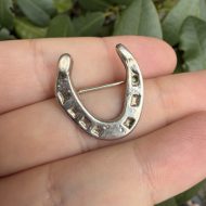 Antique Victorian Sterling Silver Good Luck Horseshoe Brooch