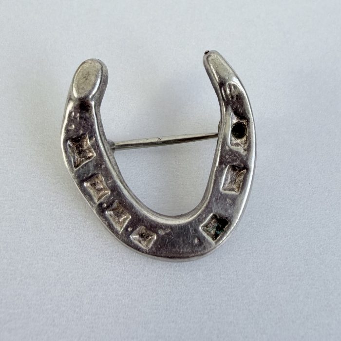 Antique Victorian Sterling Silver Good Luck Horseshoe Brooch - 2
