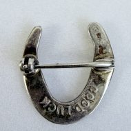 Antique Victorian Sterling Silver Good Luck Horseshoe Brooch - 7