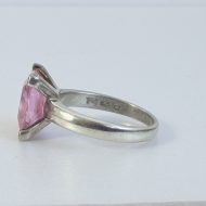 Sterling Silver Pink CZ Square Chunky Statement Ring - 3