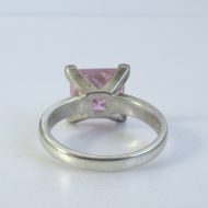 Sterling Silver Pink CZ Square Chunky Statement Ring - 5