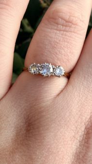 Vintage 18ct Gold Platinum Diamond Trilogy Ring 0.5CT - 5