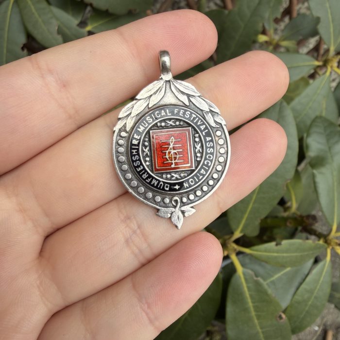 Vintage Sterling Silver Dumfriesshire Music Festival Enamel Medal Fob