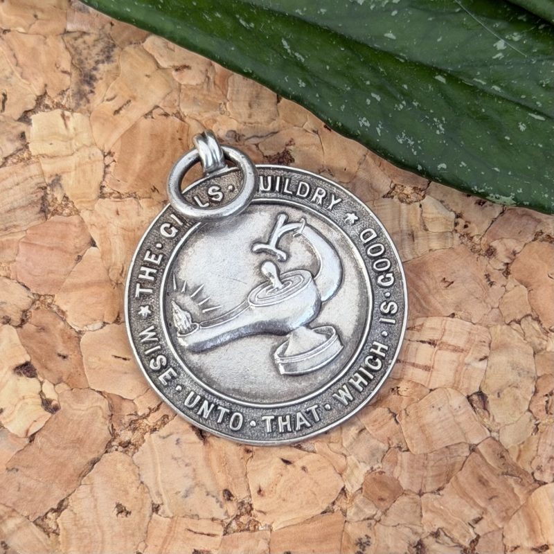 Vintage Sterling Silver Girls Guildry Member Medal Fob 1945