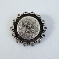 Antique Victorian Sterling Silver Round Domed Sweetheart Brooch - 2