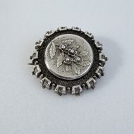 Antique Victorian Sterling Silver Round Domed Sweetheart Brooch - 3